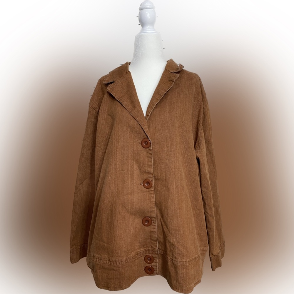 Size 22 Gold Flava Brown Button Down Long Sleeve Jacket